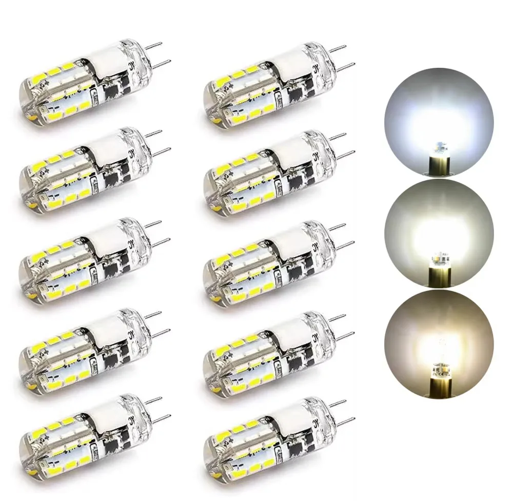 

10/20 шт. G4 светодиодная лампа AC/DC12V/AC220V 2835SMD силиконовая лампа теплый белый/белый l угол 360 градусов светодиодный светильник