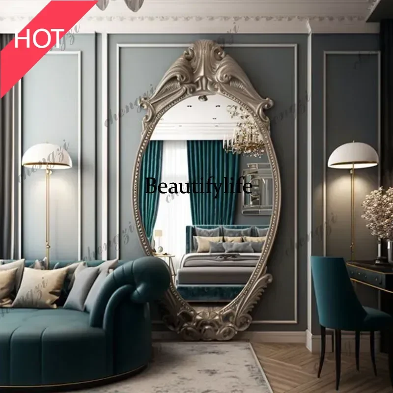 Custom French retro full-body mirror wall-mounted dressing mirror household makeup mirror