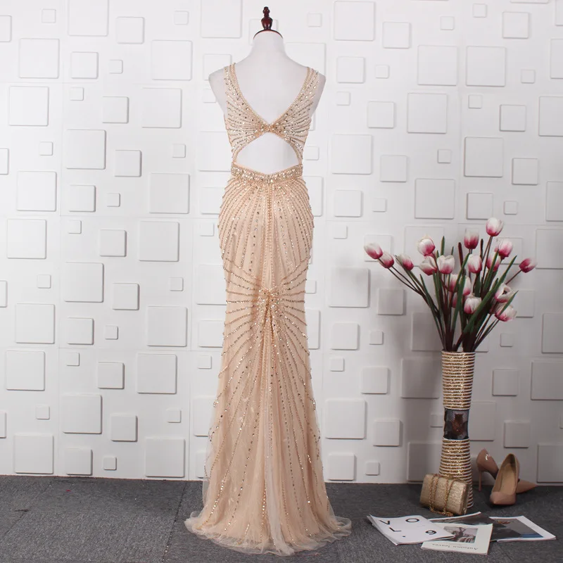 Luxury Beading Sexy Prom Dresses Formal Mermaid Sequines Vestidos High End Party Long Evening Dress