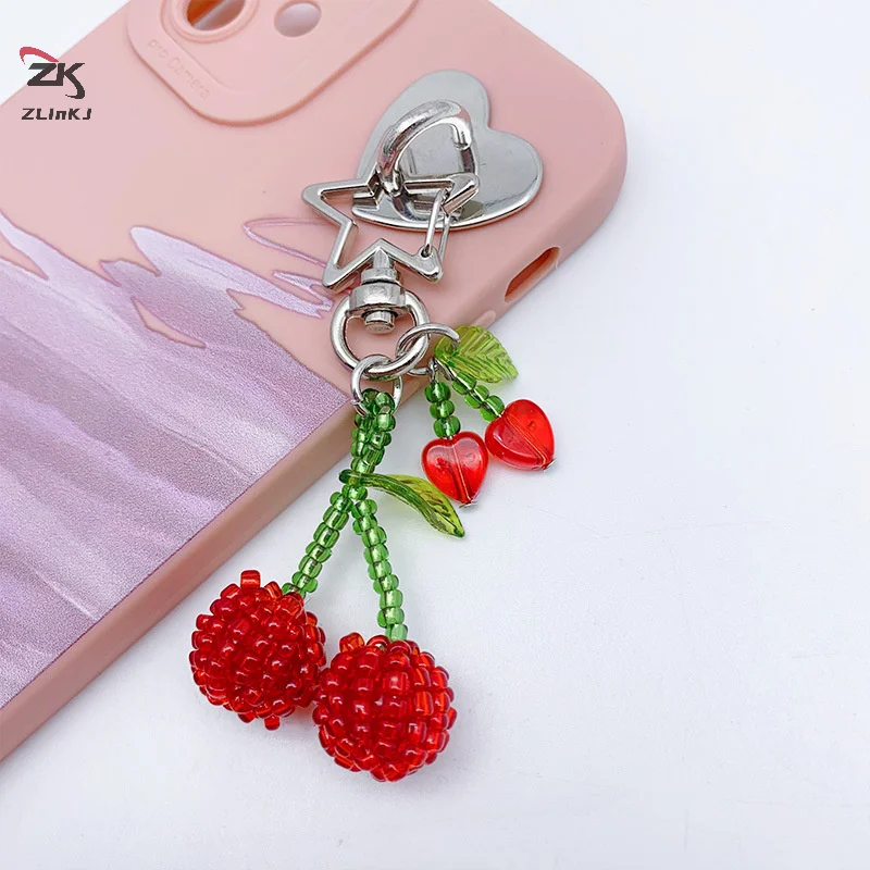 1pc Simulated Cherry Pendant Phone Chains Keychain Earphone Case Backpack Hangings Decor