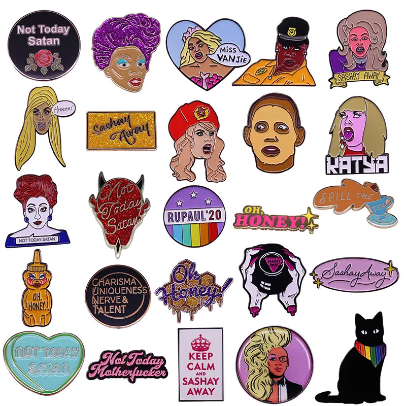 RuPaul\'s Drag Race Enamel Pins Collect Beautiful Woman Brooches Lapel Badges Creative Animal Jewelry Gift for Kids Friends