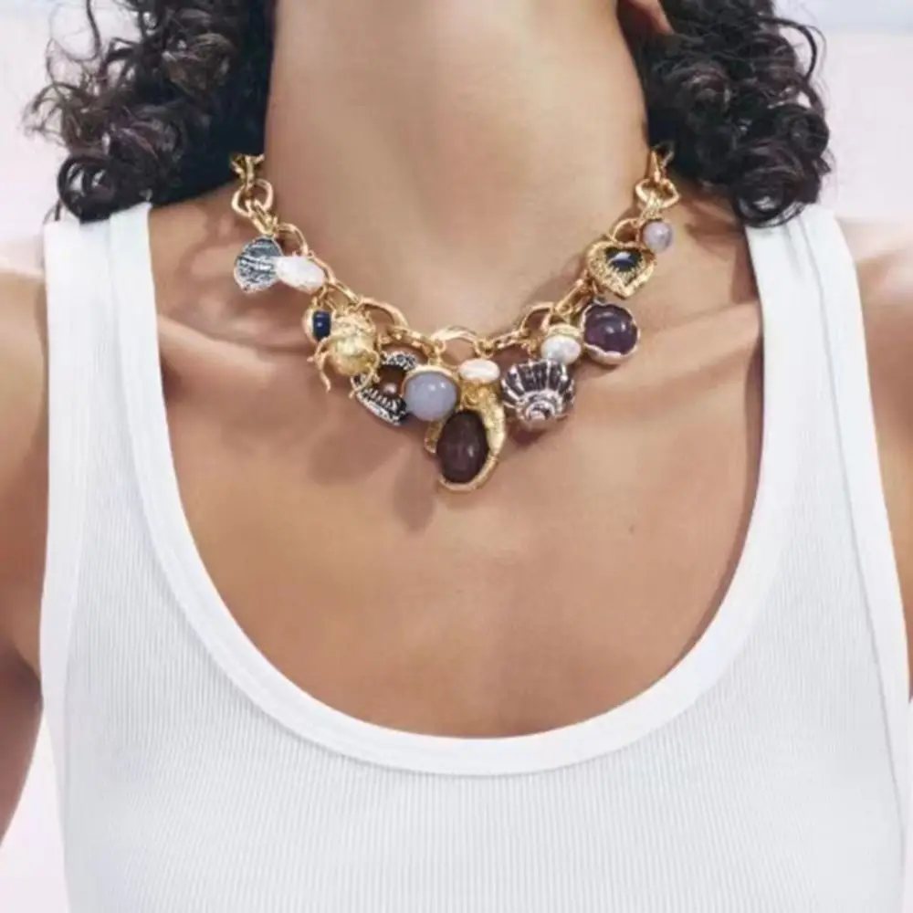 

Exquisite Personality Multi Pendant Chain Necklace Literature Fashion Collarbone Chain Retro Trend Suit Accessories Girl