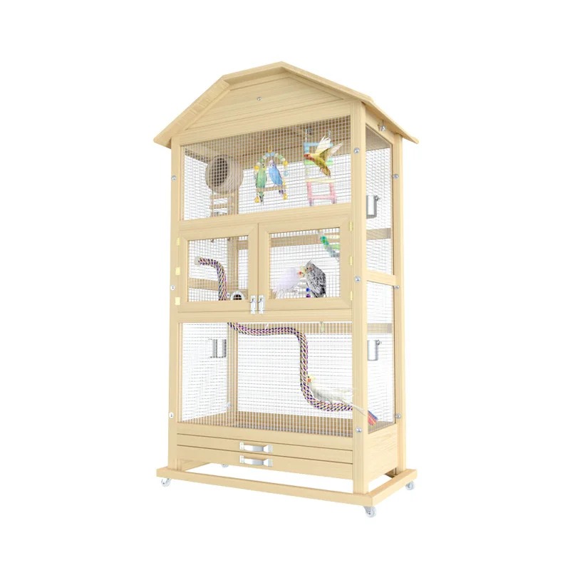 

Parrot cage solid wood large oversized peony tiger skin myna myna bird cage home luxury villa