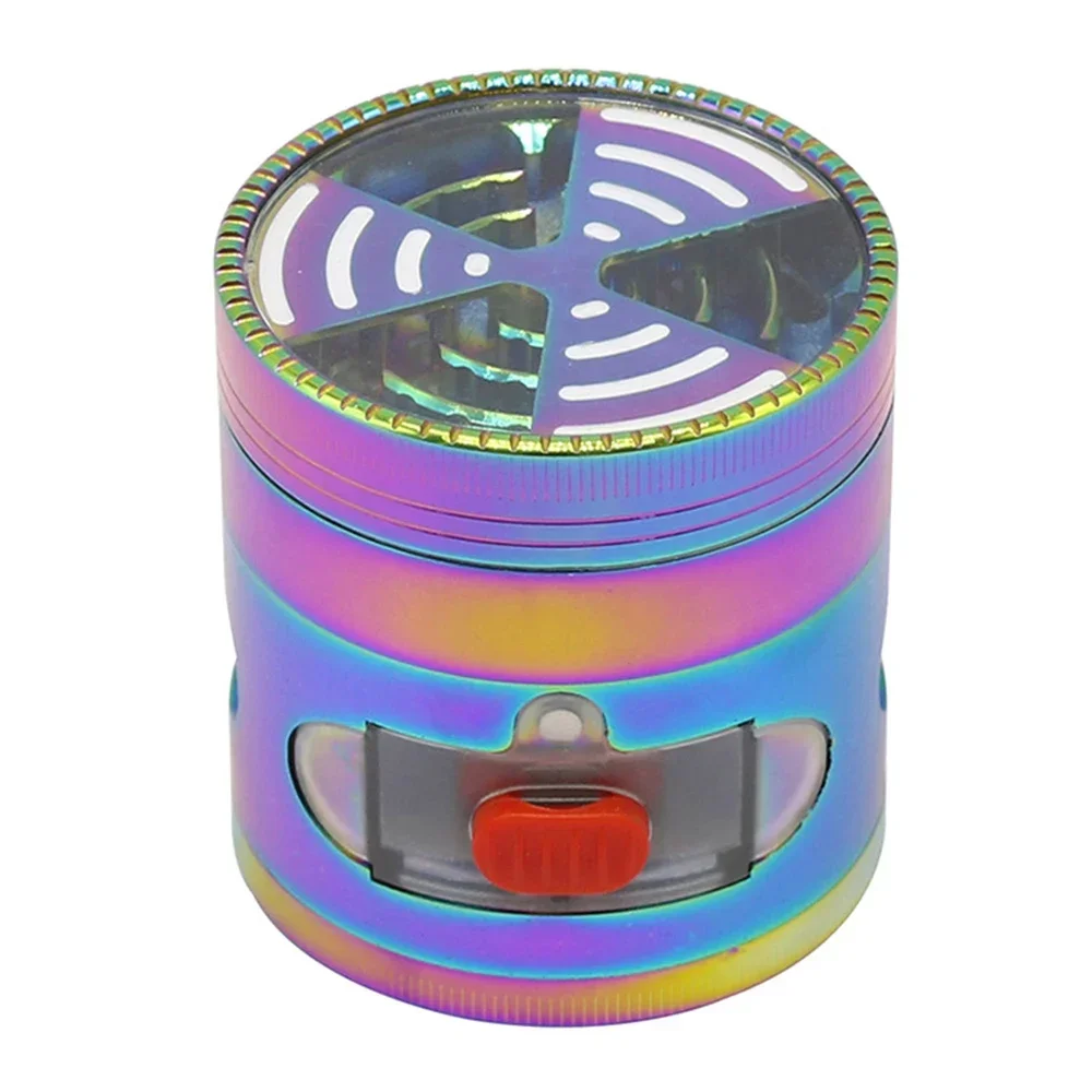 Herb Grinder with Drawer 4 Layers Rainbow Color 63mm Metal Kitchen Grass Cutter Grinders Cool Gadgets