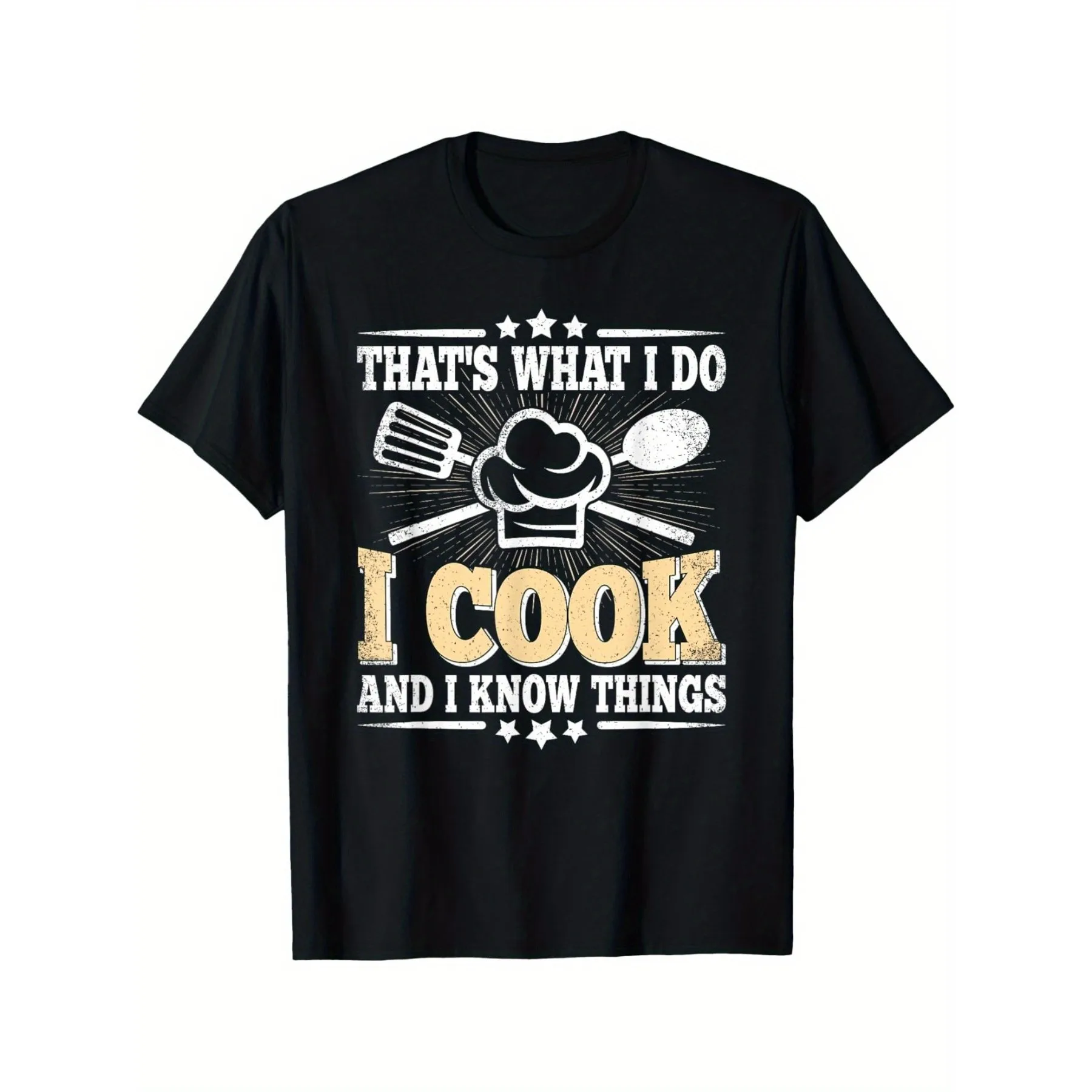 I Cook And I Know Things Chef Cooking Graphic T-Shirt Breathable Cotton Crew Neck Tee Daily Wear