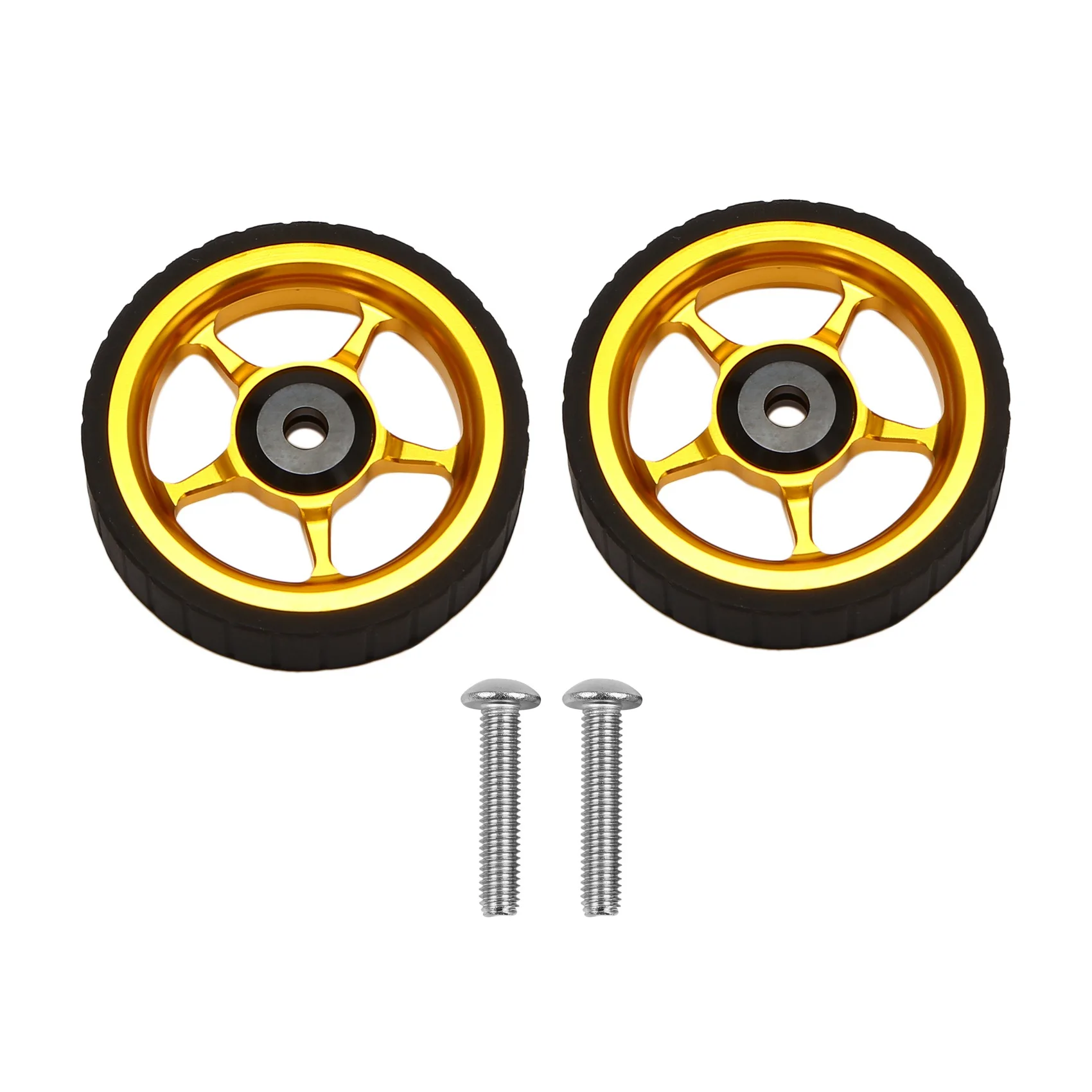 1 Pair Folding Bike Widen Easy Wheel for Aluminum Alloy Easy Wheel Ultralight Push Wheels Cycling Parts,Gold