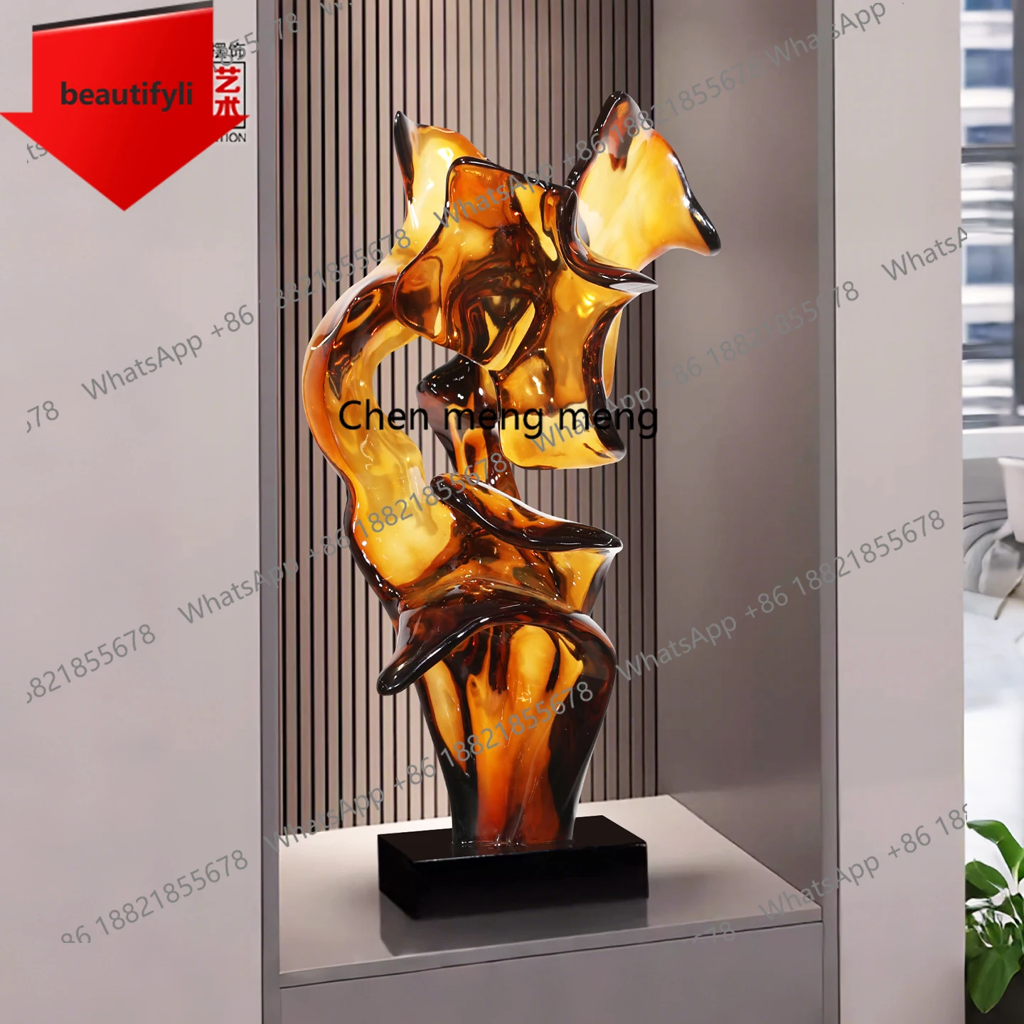 

M07 Modern light luxury abstract floor ornament living room porch home transparent handicraft sculpture