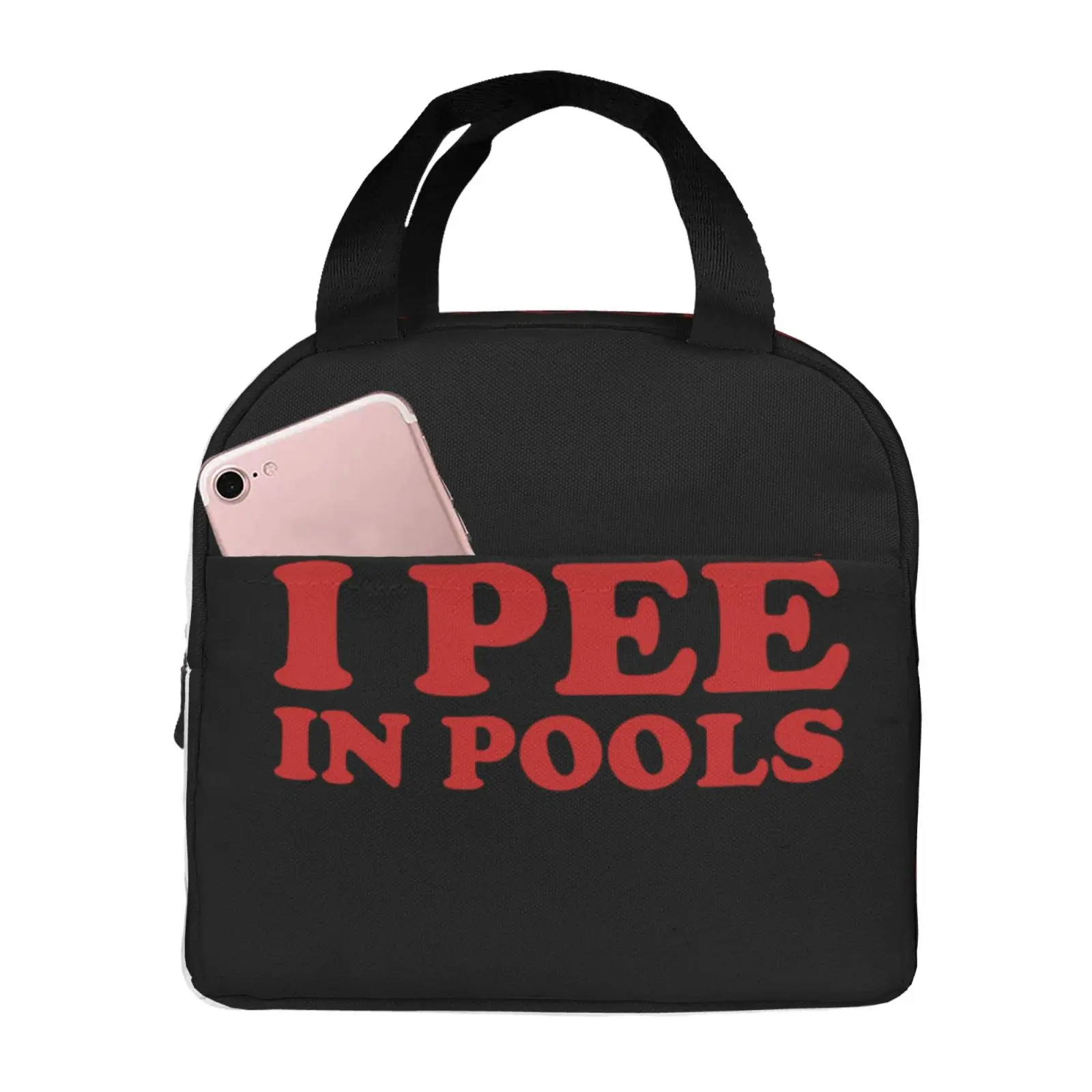 I Pee in Pools Interesting Text Insulated Lunch Box Leak-proof Thermal Cooler Lunch Bag for Men Women Kids Work Trip Picnic
