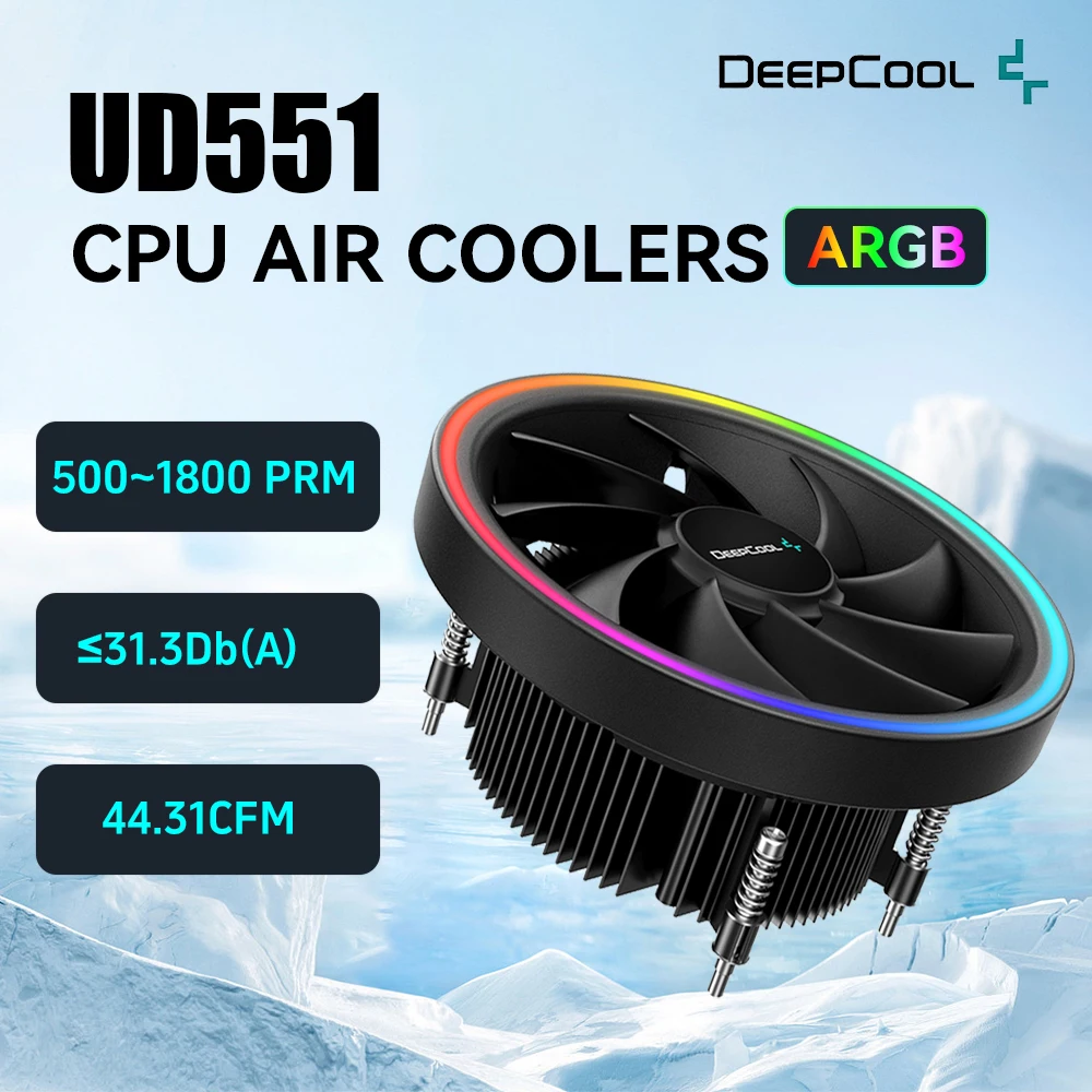 Deepcool-argb cpuクーラーファン,amdプラグ,4ピンpwm,13.6cm,PCゲームに適しています,am4,am5