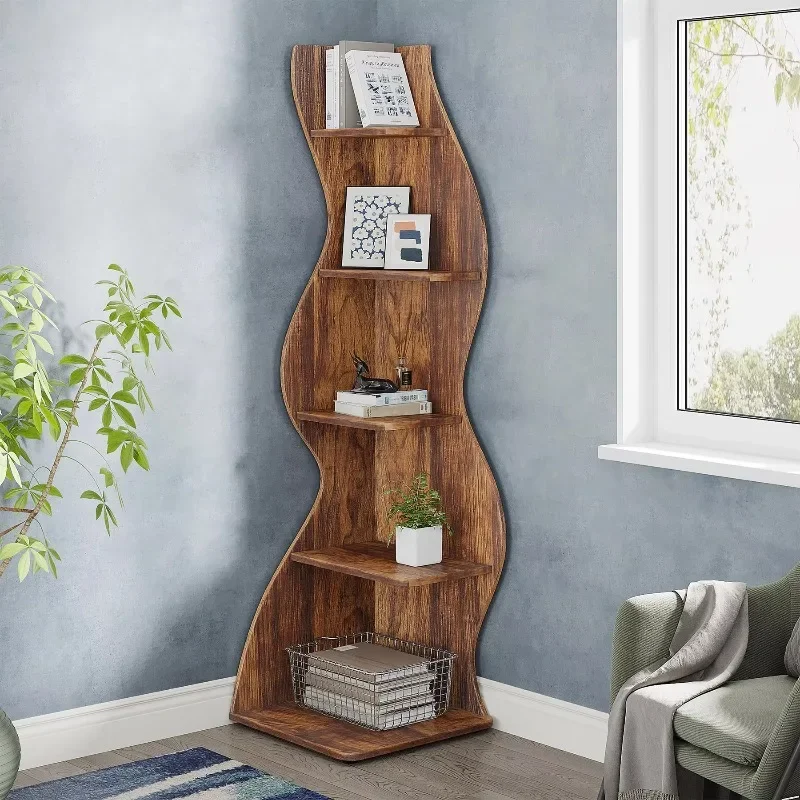 Corner shelf rural 5-layer corner bookshelf fashion corner small bookcase home office storage rack