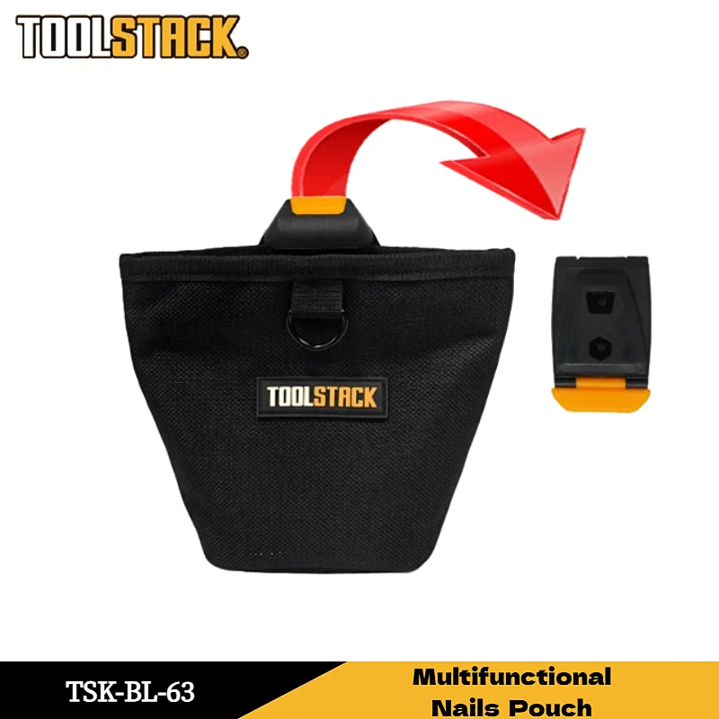 TOOLSTACK Nails Pouch Waterproof Hardware Waist Bag Large Capacity Nails Screws Storage Durable Multifunctional Working Tool Bag