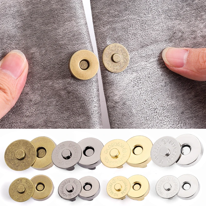 QIAO 5pair/pack No Sewing Magnetic Metal Buttons Direct install Metal buttons Use for wallets, coats