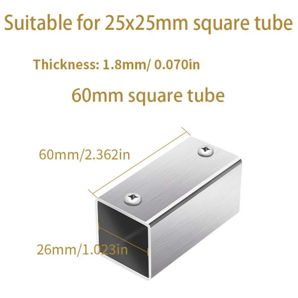 20X20/25x25/30x30mm Square Pipe Connector Stainless Steel 2 Way Pipe Connection Clothesline Shelf joints Square Pipe Fitting