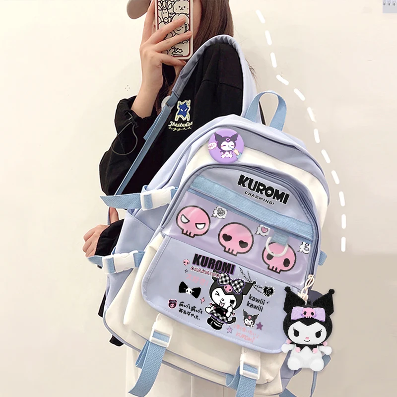 2025 New Sanrio Croomy Student Backpack for Children Girls Ages 8-12, Teens, and High School Students Fashion School