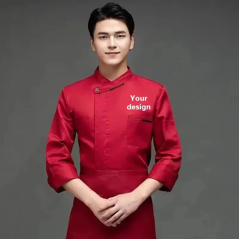 Chef Uniform Men Jacket Cooking Clothes Kitchen Shirt Waitress Food Service Hotel Fast Food Hot Pot Cake Shop Coat Custom Logo