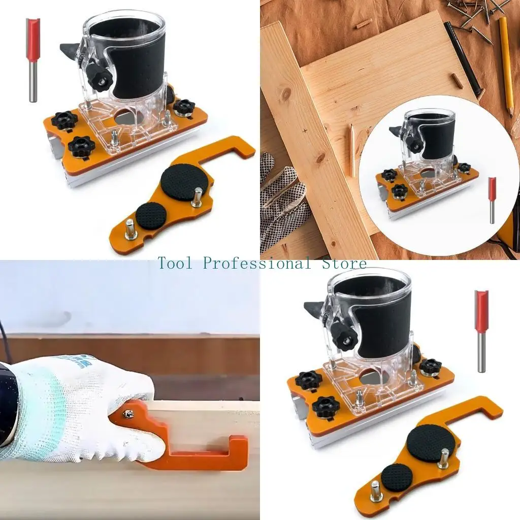 

57QF Mortising Jig for 65mm Trimming Machine,2 In 1 Slotting Bracket Invisible Fasteners Punch Locators Linears Track Woodwork