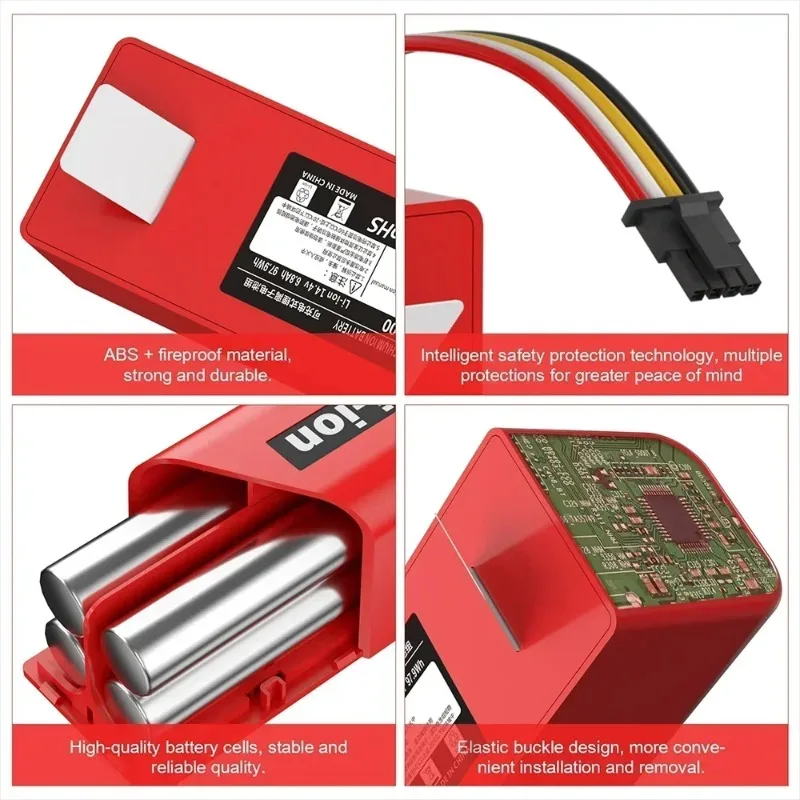 Batería de repuesto de iones de litio para Xiaomi Roborock S51/S50/S55/S6, 14,4 V, 5200mAh, envío rápido