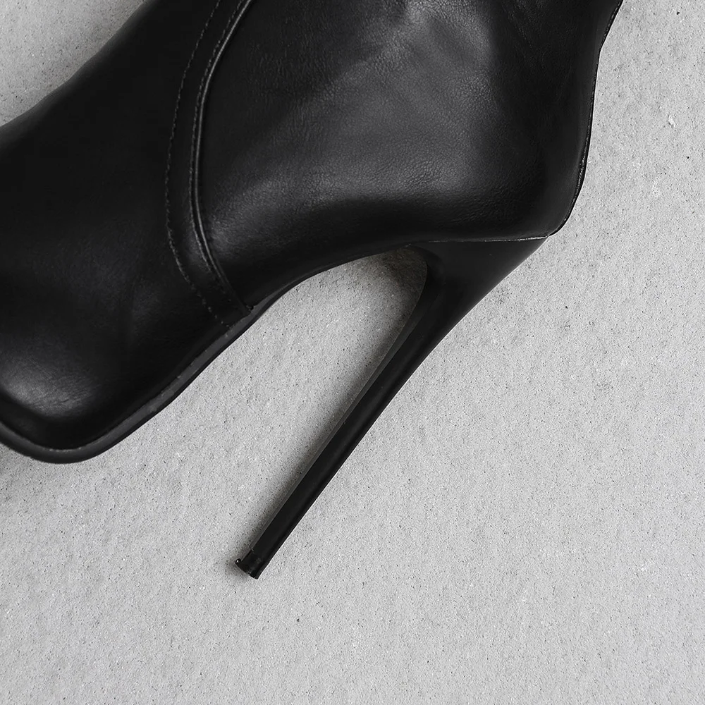 Brand New Glamour Gray Black Women Ankle Nude Formal Boots Sexy High Heels Office Lady Shoes S273 Plus Big Size 10 46 48