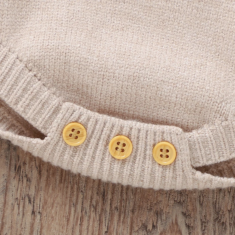 ملابس داخلية شتوية للأطفال حديثي الولادة من 0 إلى 18 مترًا للأولاد والبنات بأكمام طويلة محبوكة للخريف بدلة قفز غير رسمية للرضع قطعة واحدة #6