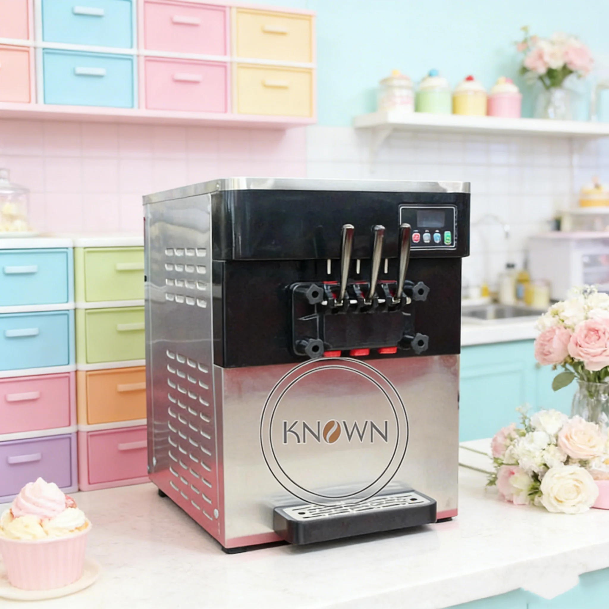 

Ice Cream Machine 1200W A168 Panassonic Compressor Ice Cream Maker 3Flavors Ice Cream Making Machine 3 Nozzles LCD Pannel