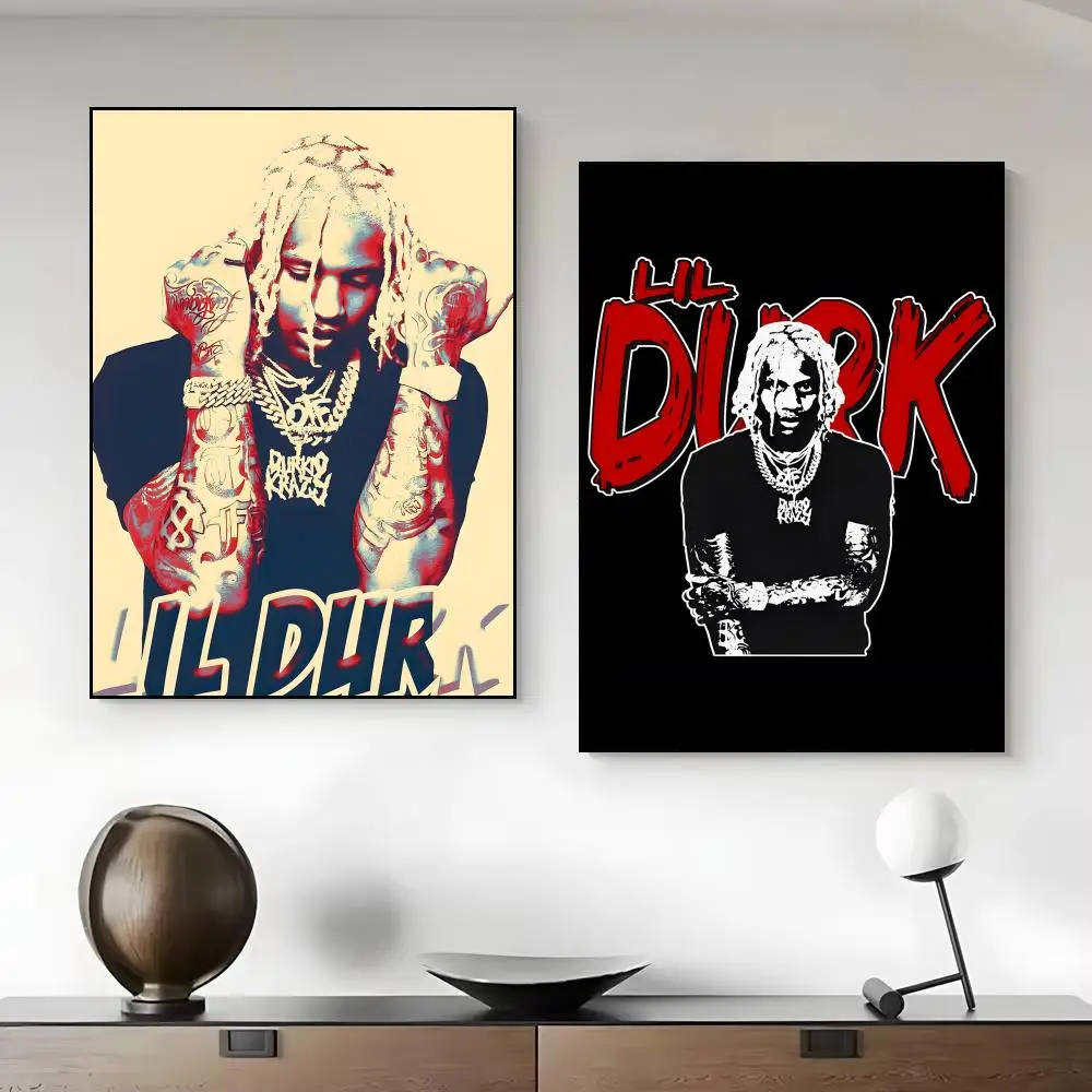 Music L-Lil Durk Poster Framed Canvas Wall Art Print for Office Dining Room Bathroom Wall Decor
