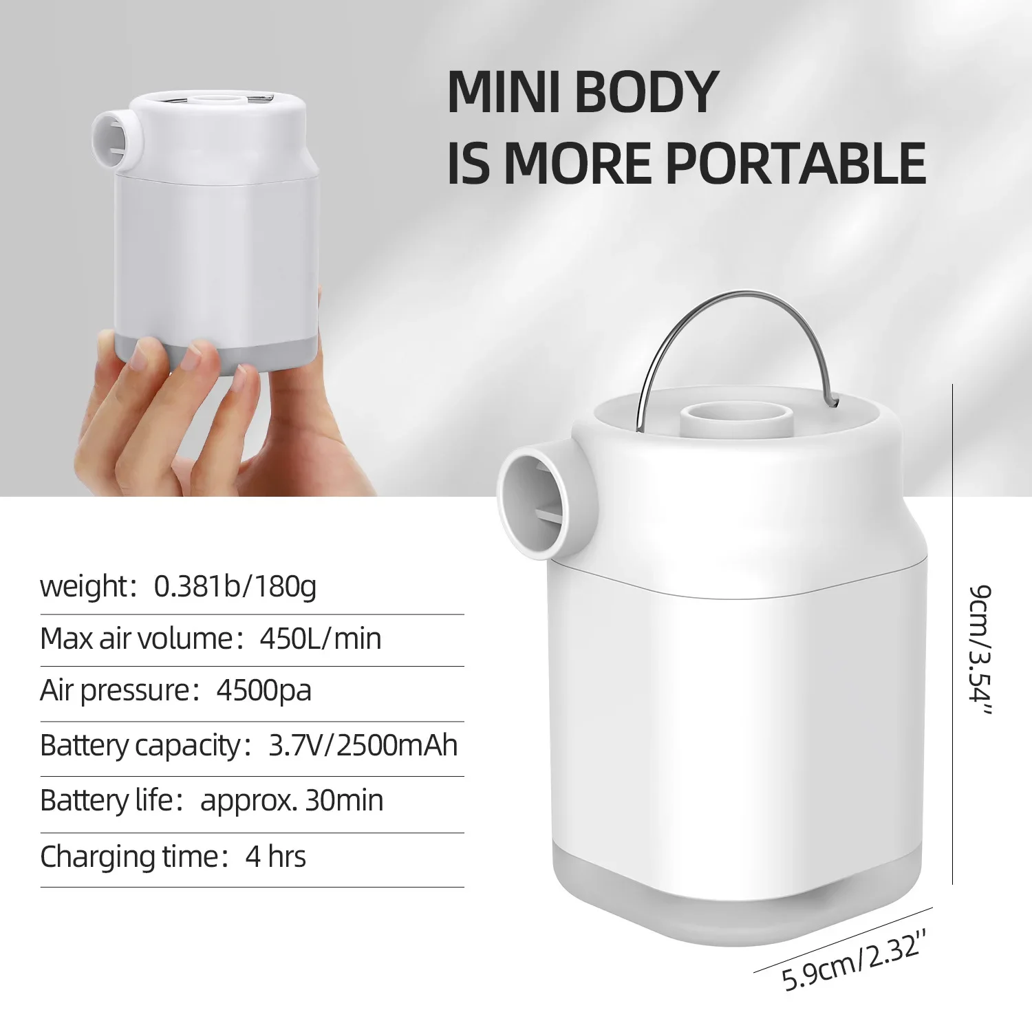 Portable Electric Air Pump Outdoor Camping Mini Inflate and Deflate Inflator Pump for Pool Toy Boat Mattresses Swimming Ring