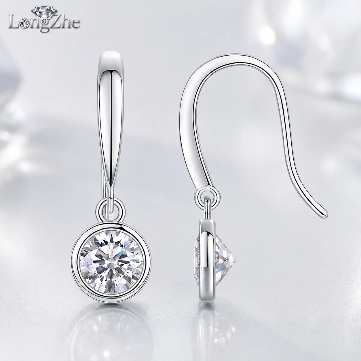 0.5CT Moissanite Drop Earrings for Women S925 Sterling Silver Fish Hook Round D Color VVS1 Fine Jewelry Gift GRA Certified
