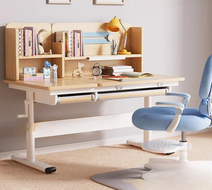 Children's study desk, , home solid wood table, homework , chair, combination