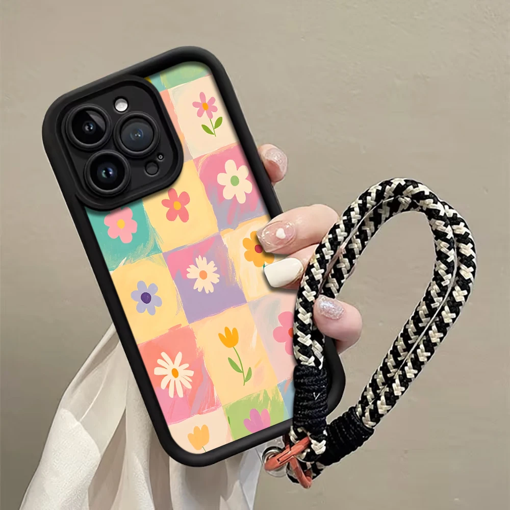 Karierte Gänseblümchen-Riemen-Handyhülle für Samsung Galaxy Note 20 Ultra S24 S25 S26 Plus S24 S23 S22 FE S23 S24 S25 Ultra Cover – Detail 1