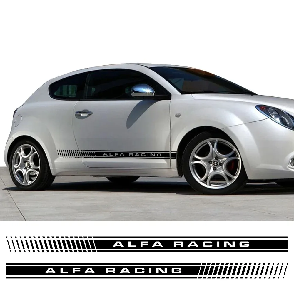 

For Alfa Romeo Mito Car Side Skirt Stickers Racing Stripes Sport Style Vinyl PVC Film Decals Decoration Tuning Auto Accessories