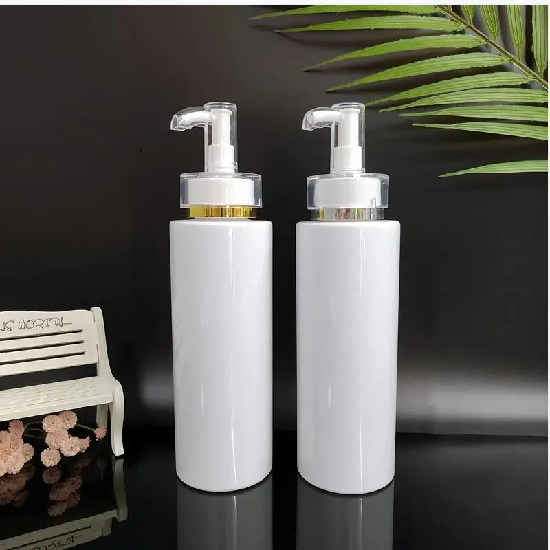 10pcs/lot 100-500ml  White PET Refillable Bottle For Liquid Makeup Plastic Pump Bottle For Lotion Shampoo Containers