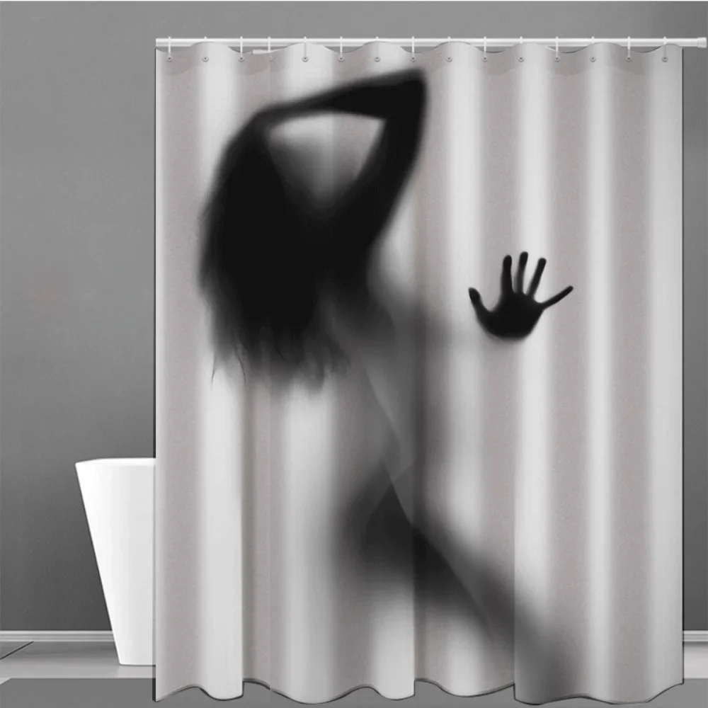 Scary Horror Bloody Splatter Shower Curtains Bathroom Accessories  Halloween Mold-Proof Art Deco Screen Handprint Bathroom Decor