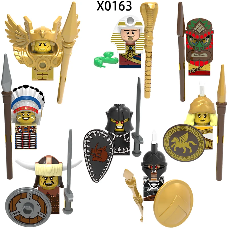 The Medieval Saint Seiya Aborigines Tutankhamun Hun Warrior Ares Athena Evil Knight Chief Model Blocks MOC Bricks Set Toys X0163