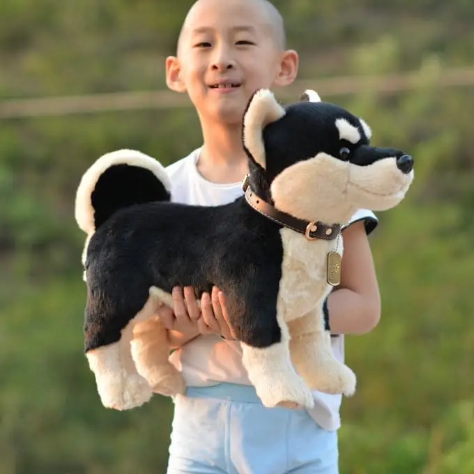 Realistic Shiba Inu and Akita Inu Plush Doll, Simulated Stuffed Dog Toy for Children's Festival Gift, Limbs Without Aluminum Wire, Cannot Stand Upright on Table