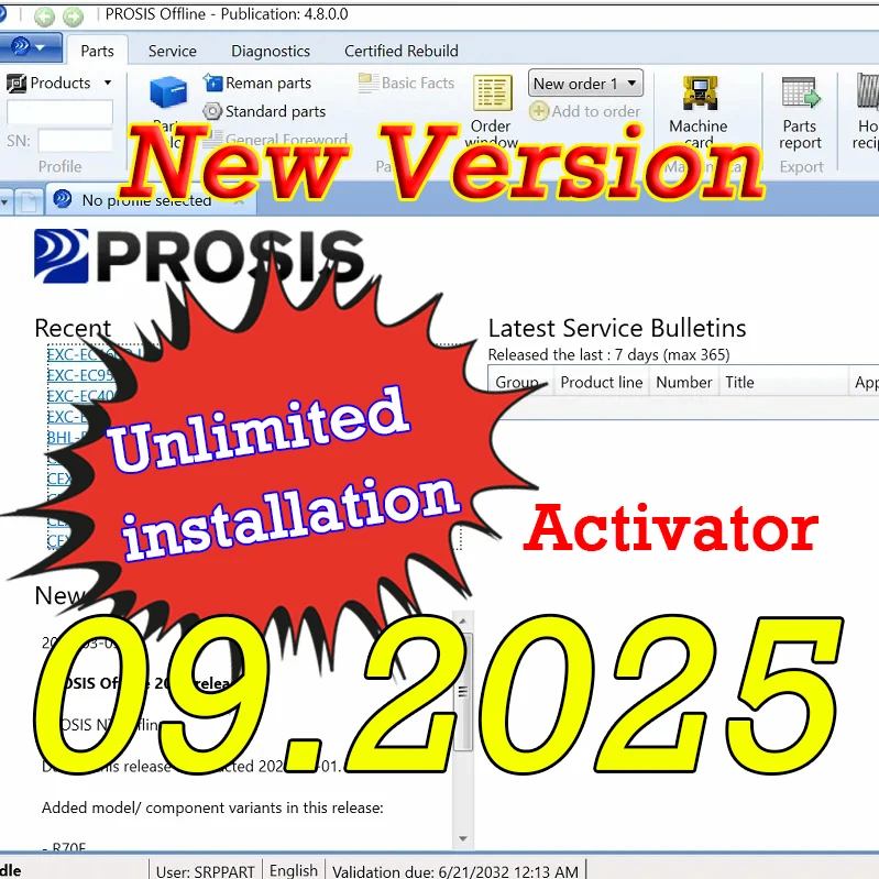 

Новейшие автомобили с программным обеспечением PROSIS 09.2025 Строительное оборудование Офлайн-детали Каталог и сервисные диагностические инструменты