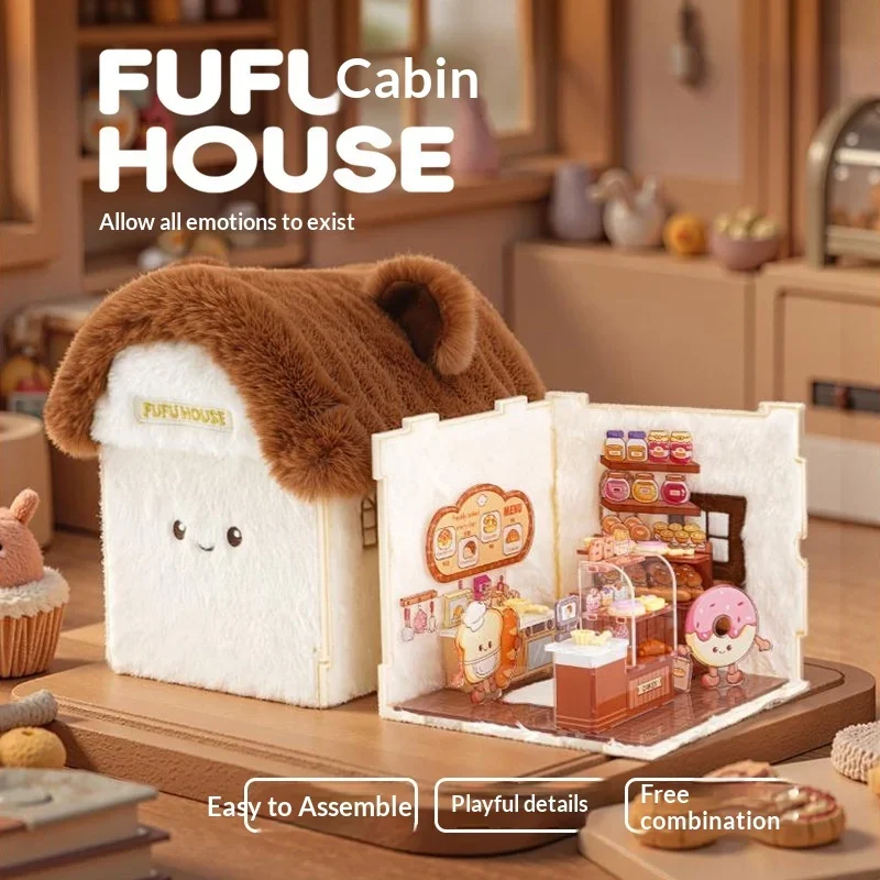 Maison de scène DIY 2 en 1, blocs de construction en peluche, modèle de puzzle à assembler, jouet éducatif modulaire à combinaison libre, coffret cadeau pour enfants