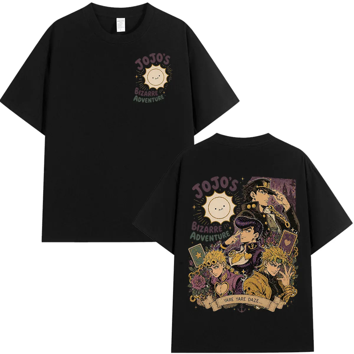 Anime Jojo Bizarre Adventure Giorno Giovanna Kujo Jotaro T Shirts Men's Women Clothing Cotton Oversized Short Sleeves T-Shirts