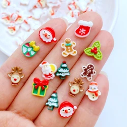 50Pcs New Cute Mini Cartoon Christmas Deer Collection Nail Parts Accessories Kawaii DIY Nail Art Decoration