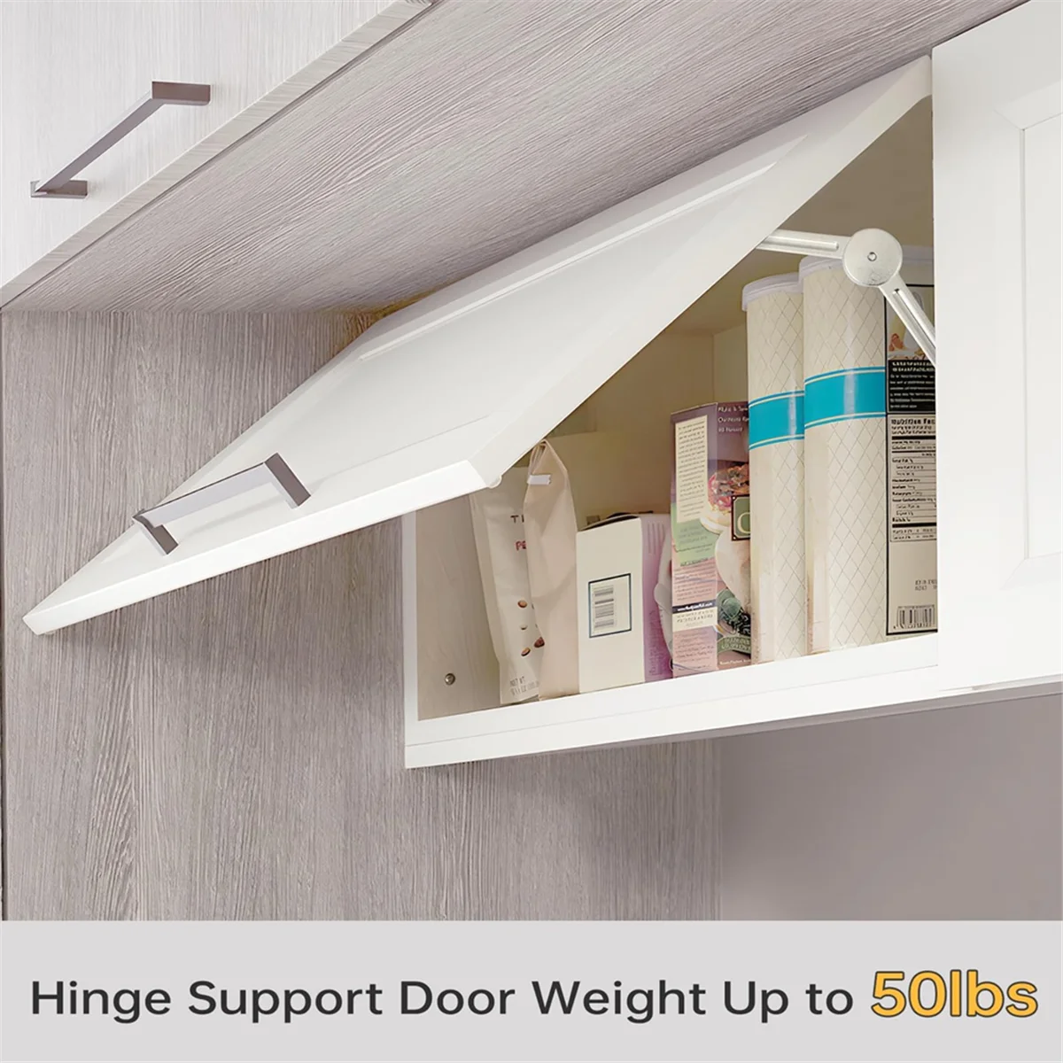 

ABNJ Lid Support Hinges Heavy Duty Lid Stay Hinge - 110° Open Angle,Supports Up to 50LBS for Upper Cabinets & RV Cabinets.