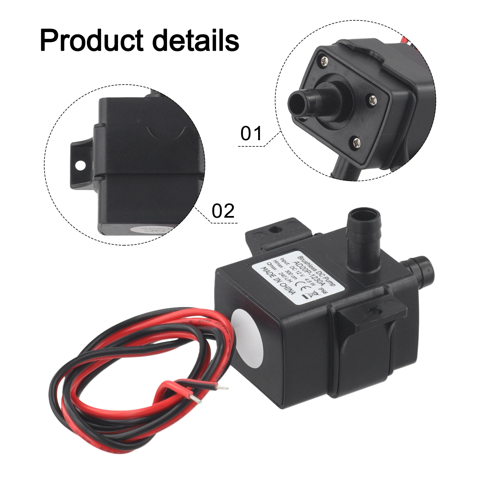 ブラケットウォーターポンプ自吸ポンプインテリジェント低ノイズ低消費 12V 5W 240L/H RV キャラバン電子回路