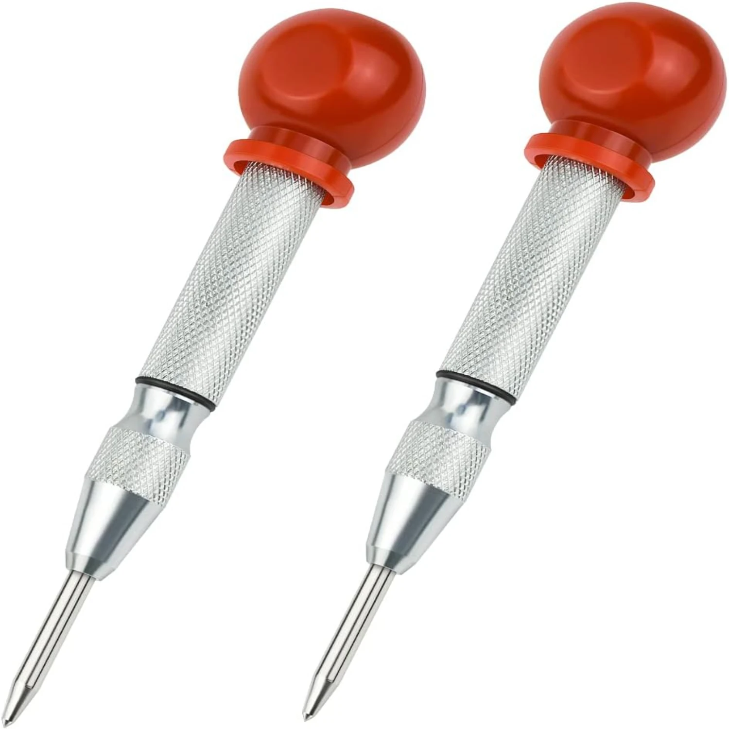 Efficient, Durable, and Reliable Pack of 2 Lightweight Silver Automatic Center Punches - Versatile Hand Tool for Precise Center 