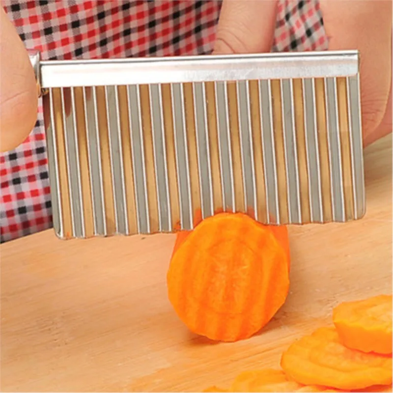 Potato Corrugated Knife Stainless Steel Plastic Handle Potato Chips Multifunctional Vegetable Fruit Cutting Cooking Tool