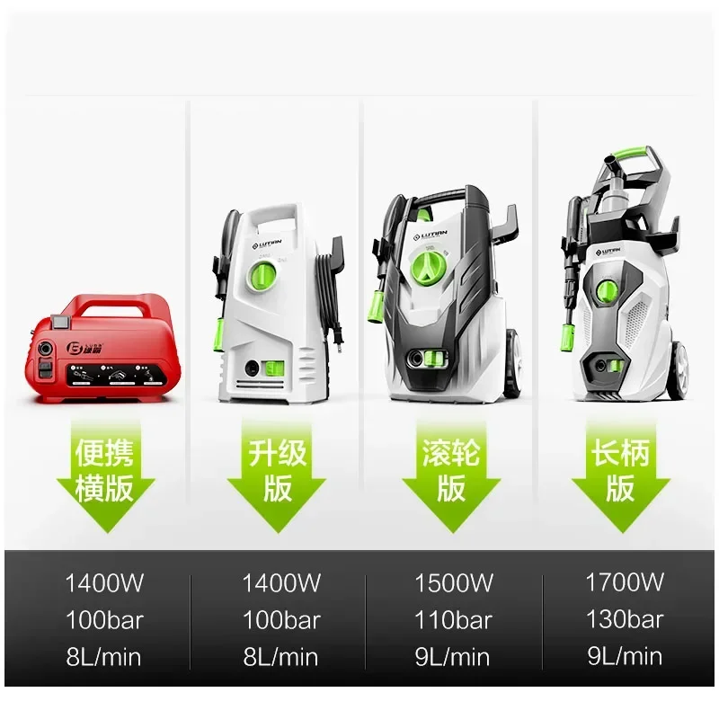 220V NEW 130bar High-pressure Car Washer Household Water Pump Cleaning Machine Portable Water Gun Grab High-power Brush Car Wash