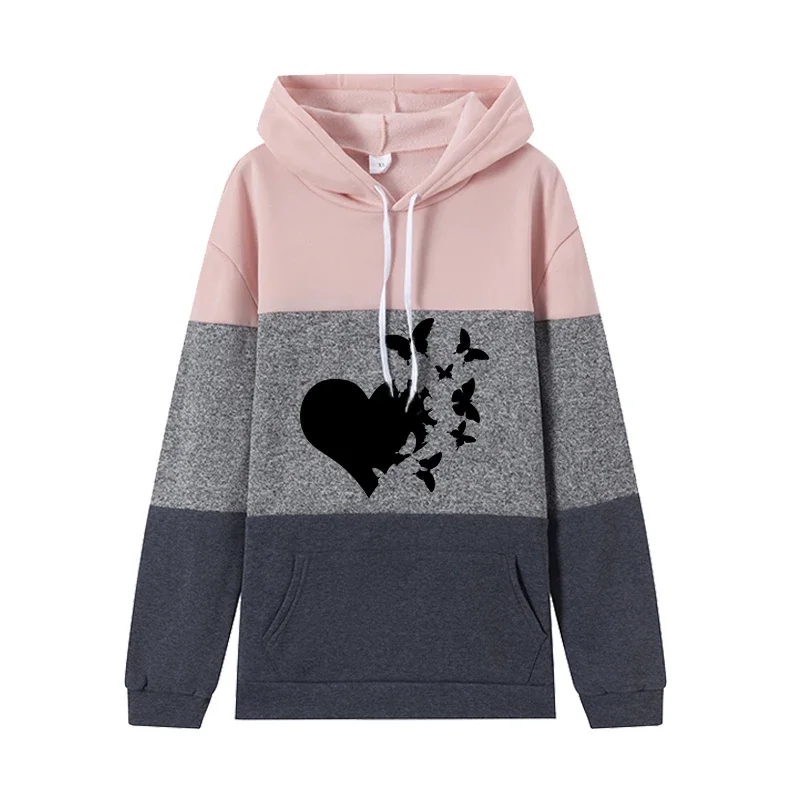 뜨거운 판매 품질 가을 겨울 데일리 캐주얼 후드 조깅 여성용 스웨터 Drawstring Fashio 스포츠 삼색 탑 단순성