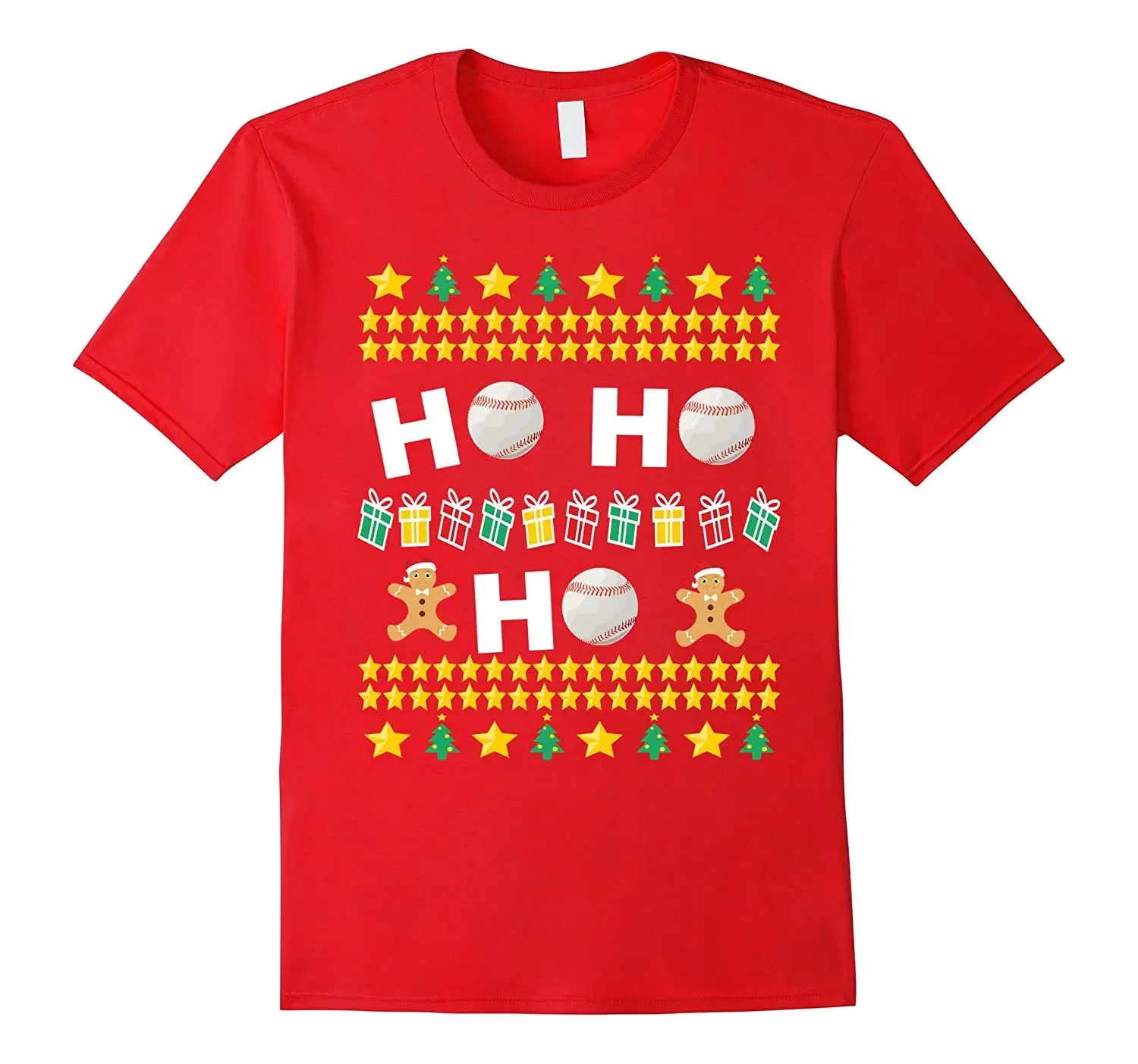 

Baseball Ugly Christmas Sweater Funny Holiday T-Shirt Men's Cotton Short Sleeve O-Neck T Shirt New S-3XL