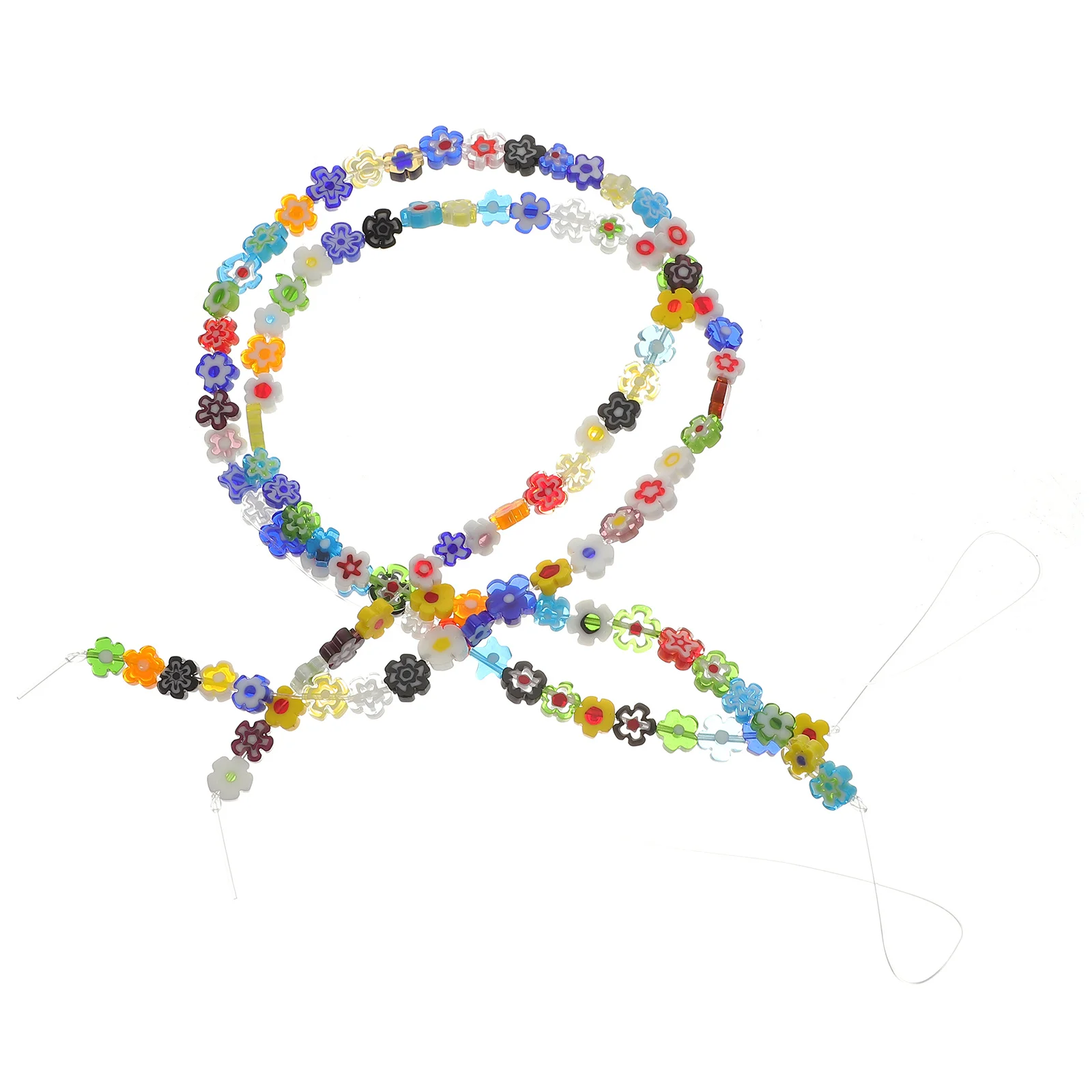 2 Strings DIY Glass Beads Flower Shaped Colorful Loose Beads for Jewelry Bracelet Earring Craft Small Glass Beads,