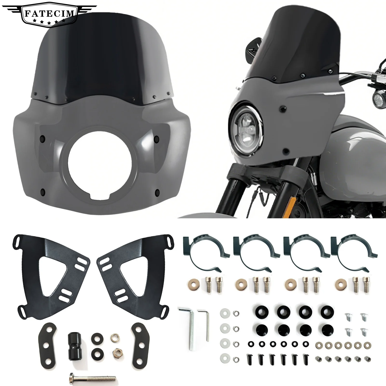 11-Zoll-Motorrad-Frontverkleidung GUNSHIP GREY Shell für Road Warrior Verkleidung nur für Harley Softail Low Rider S FXLRS 2020–2024