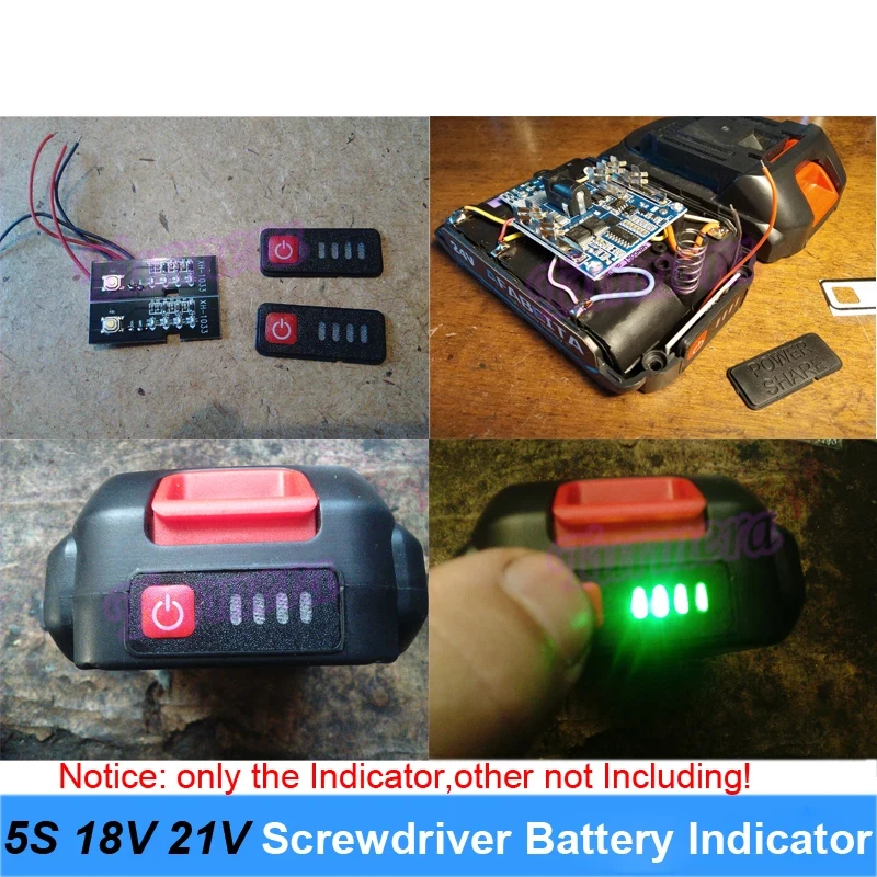 5S 18V 21V Electric Drill Screwdriver Battery Capacity Indicator LED Display for Makita 5S1P 5S2P 18650 Lithium Batteries Use A