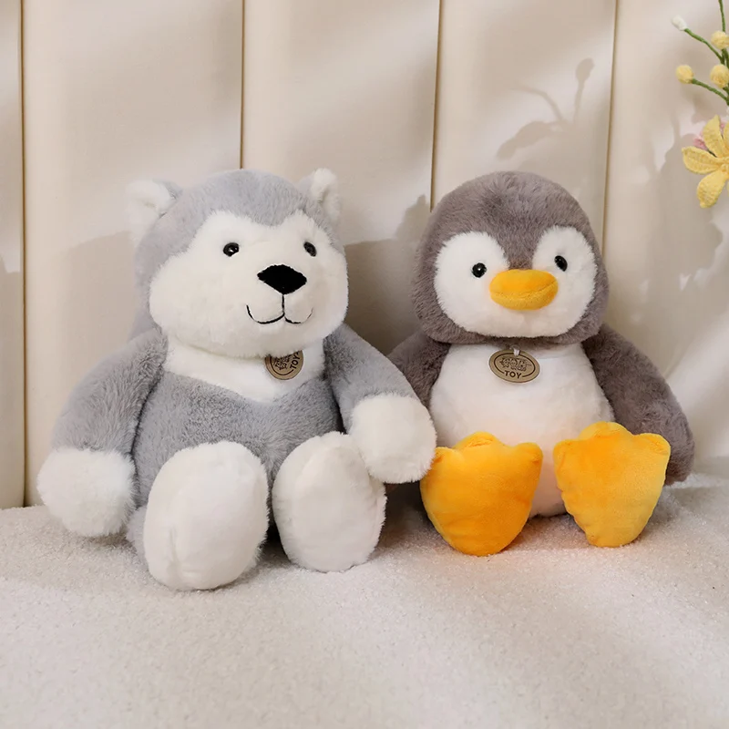 Cute Cartoon Penguin Husky Panda Polar Bear Gorilla Plush Toys Lovely Fat Animals Stuffed Dolls Birthday Gift Sleeping Plushie