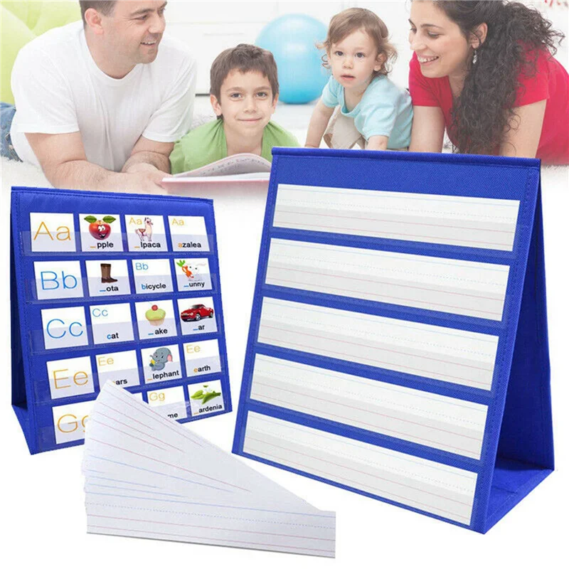 5X เดสก์ท็อปพ็อกเก็ตแผนภูมิสองด้านและ Self-Standing MINI Pocket Chart สําหรับบุคคลหรือกลุ่มเล็ก (43X 33 ซม.)